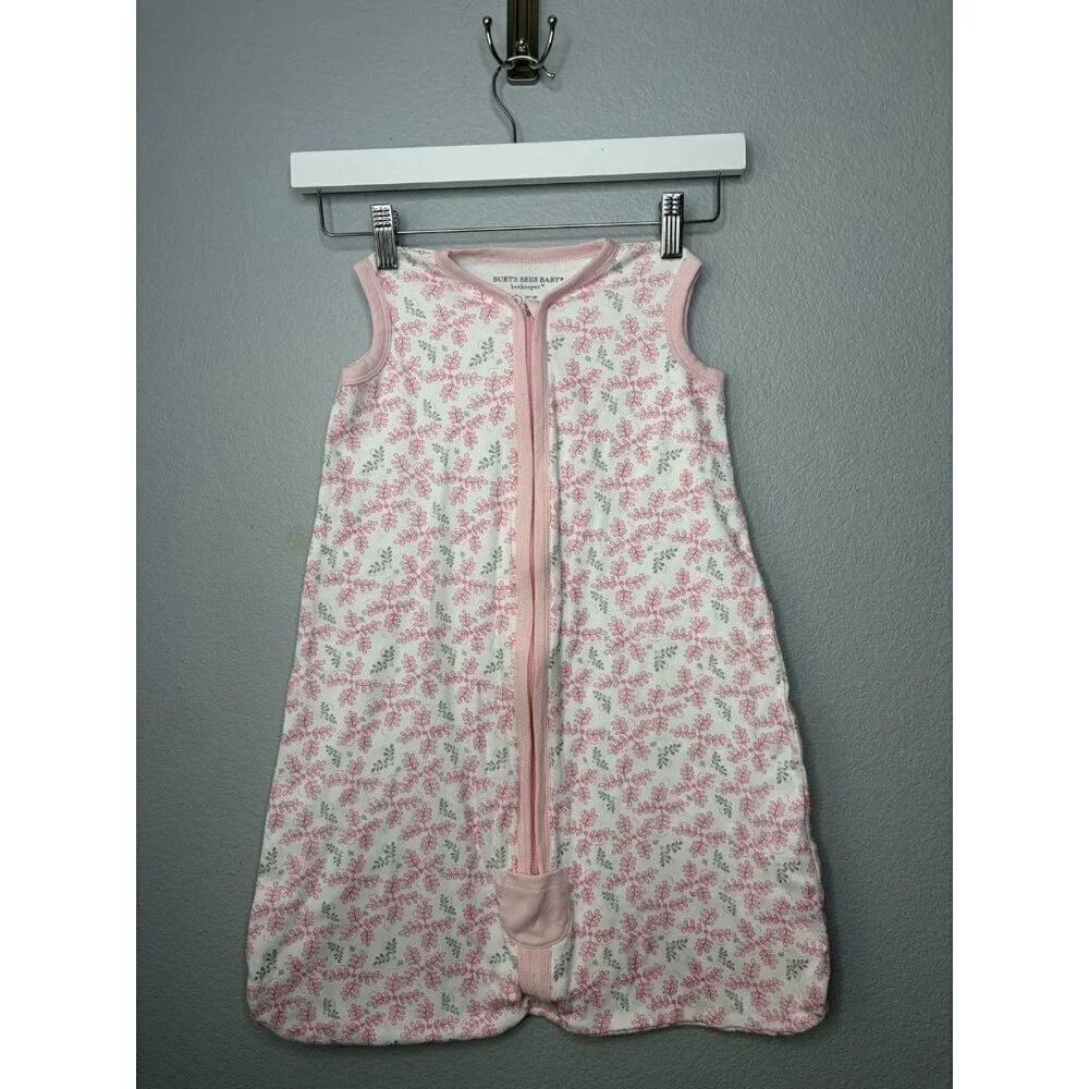 Burt’s Bees Baby Pink & White Floral Sleep Sack SMALL Bee Keeper 0-6 Month